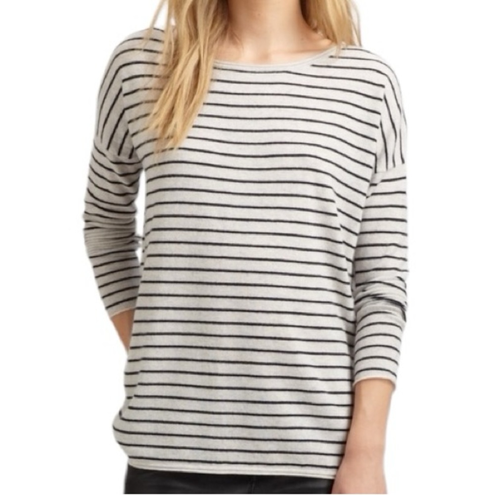VINCE Oversized Wool & Cashmere Blend Striped Coastal Crewneck Sweater size XS